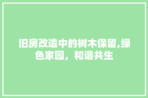 旧房改造中的树木保留,绿色家园，和谐共生