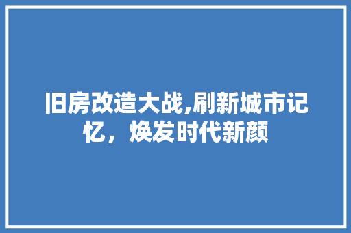 旧房改造大战,刷新城市记忆，焕发时代新颜 常用设备