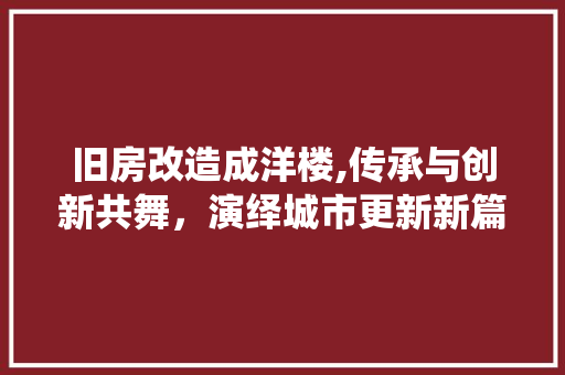 旧房改造成洋楼,传承与创新共舞，演绎城市更新新篇章