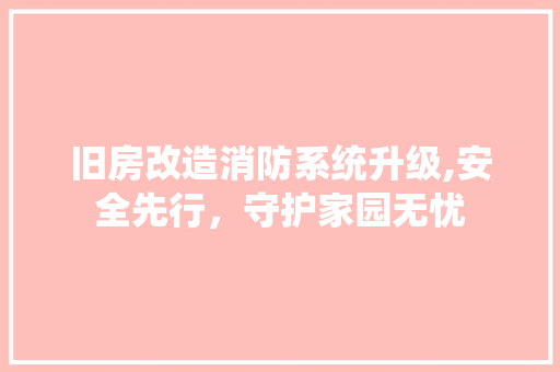 旧房改造消防系统升级,安全先行，守护家园无忧