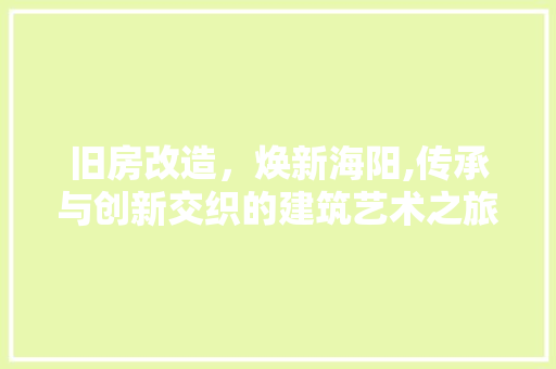 旧房改造，焕新海阳,传承与创新交织的建筑艺术之旅