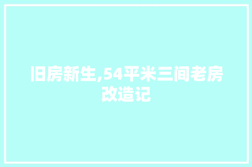 旧房新生,54平米三间老房改造记 设计原则