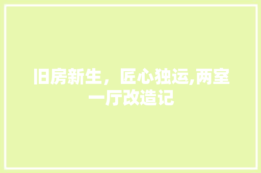 旧房新生，匠心独运,两室一厅改造记