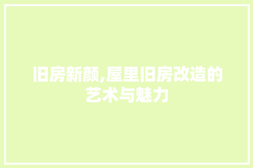 旧房新颜,屋里旧房改造的艺术与魅力