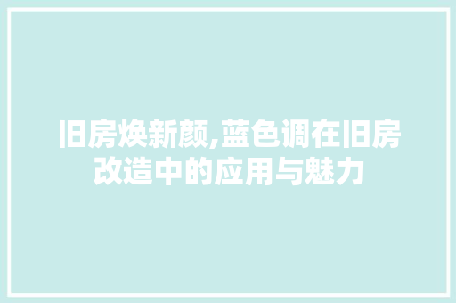 旧房焕新颜,蓝色调在旧房改造中的应用与魅力
