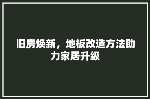 旧房焕新，地板改造方法助力家居升级