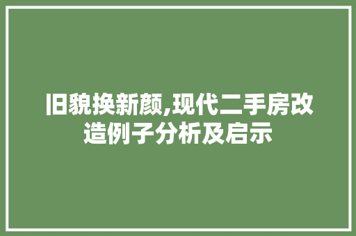 旧貌换新颜,现代二手房改造例子分析及启示