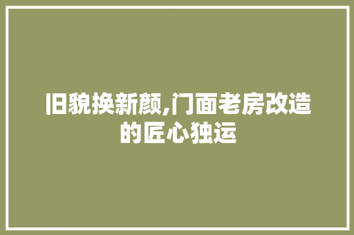 旧貌换新颜,门面老房改造的匠心独运 施工管理