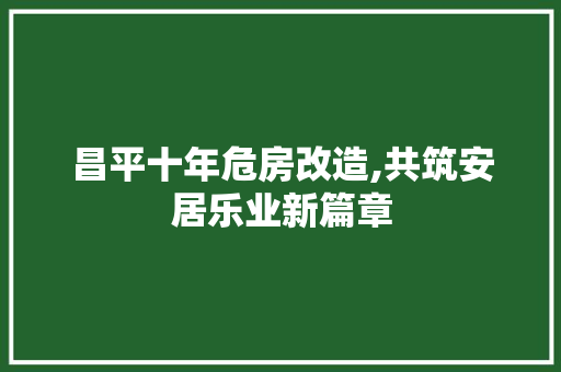 昌平十年危房改造,共筑安居乐业新篇章 施工工艺