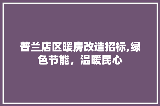 普兰店区暖房改造招标,绿色节能，温暖民心 设计原则