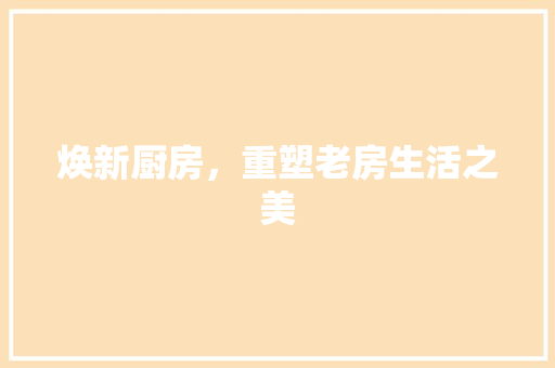 焕新厨房，重塑老房生活之美