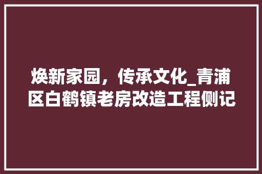 焕新家园，传承文化_青浦区白鹤镇老房改造工程侧记