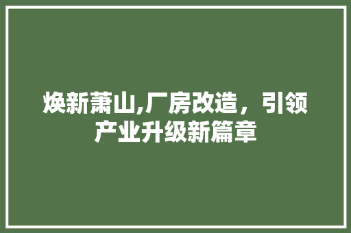 焕新萧山,厂房改造，引领产业升级新篇章 材料设备