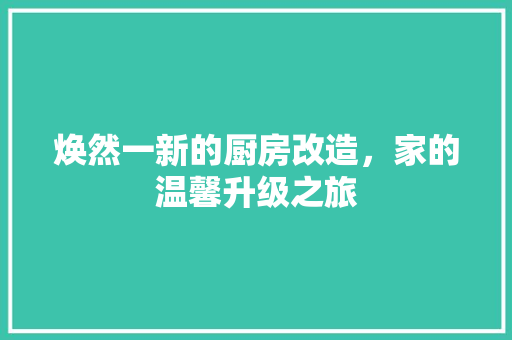 焕然一新的厨房改造，家的温馨升级之旅