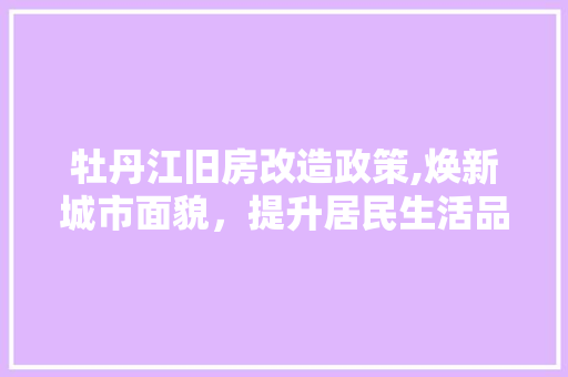 牡丹江旧房改造政策,焕新城市面貌，提升居民生活品质