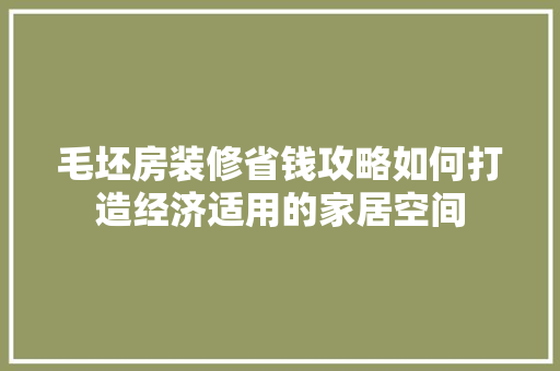 毛坯房装修省钱攻略如何打造经济适用的家居空间