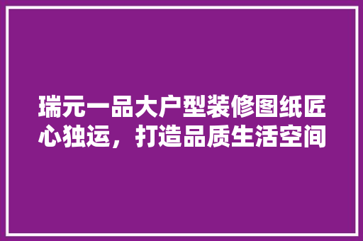 瑞元一品大户型装修图纸匠心独运，打造品质生活空间
