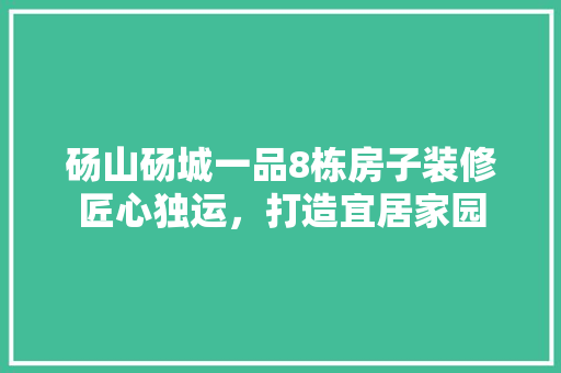 砀山砀城一品8栋房子装修匠心独运，打造宜居家园 施工管理