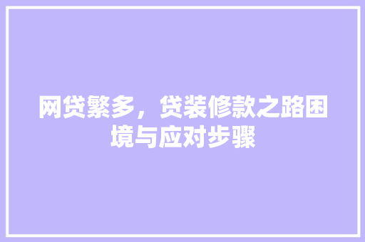 网贷繁多，贷装修款之路困境与应对步骤 施工技术