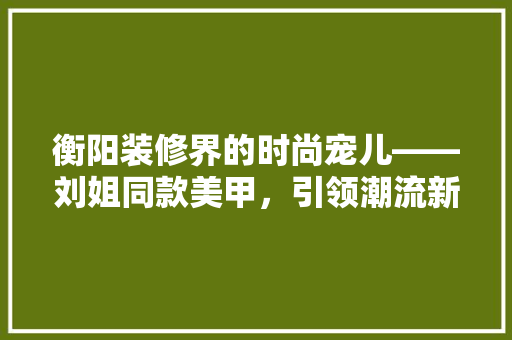 衡阳装修界的时尚宠儿——刘姐同款美甲，引领潮流新风尚