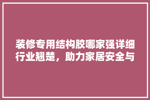 装修专用结构胶哪家强详细行业翘楚，助力家居安全与美观