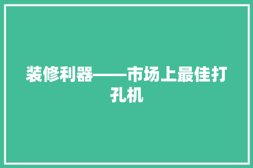 装修利器——市场上最佳打孔机