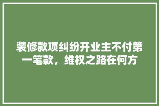 装修款项纠纷开业主不付第一笔款，维权之路在何方