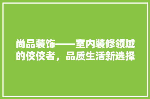 尚品装饰——室内装修领域的佼佼者，品质生活新选择