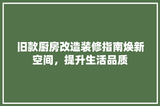 旧款厨房改造装修指南焕新空间，提升生活品质