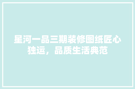 星河一品三期装修图纸匠心独运，品质生活典范