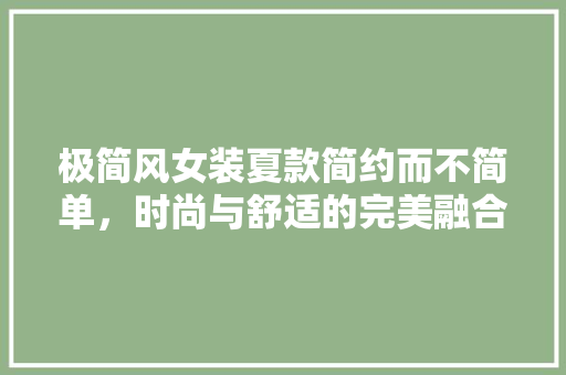 极简风女装夏款简约而不简单，时尚与舒适的完美融合