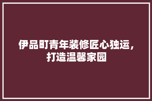 伊品町青年装修匠心独运，打造温馨家园