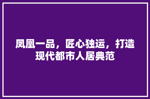 凤凰一品，匠心独运，打造现代都市人居典范 建筑设计