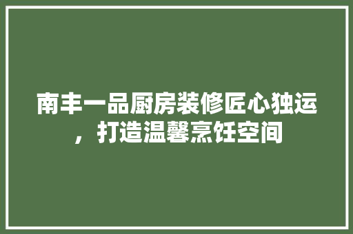 南丰一品厨房装修匠心独运，打造温馨烹饪空间