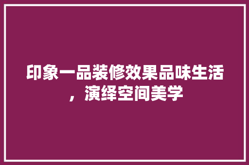 印象一品装修效果品味生活，演绎空间美学