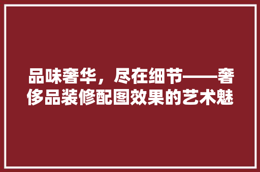 品味奢华，尽在细节——奢侈品装修配图效果的艺术魅力