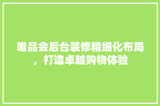 唯品会后台装修精细化布局，打造卓越购物体验
