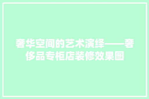 奢华空间的艺术演绎——奢侈品专柜店装修效果图