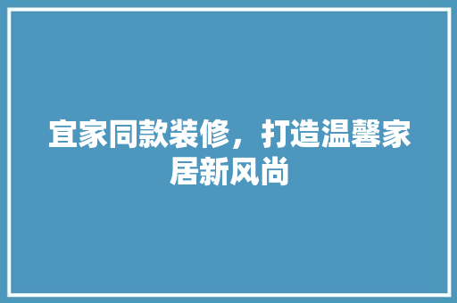 宜家同款装修，打造温馨家居新风尚