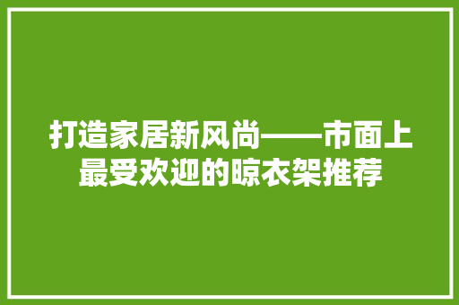 打造家居新风尚——市面上最受欢迎的晾衣架推荐