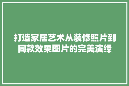 打造家居艺术从装修照片到同款效果图片的完美演绎 施工工艺
