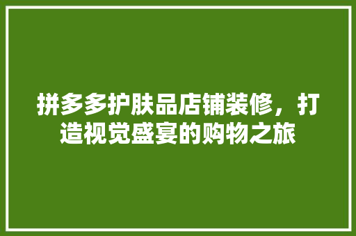 拼多多护肤品店铺装修，打造视觉盛宴的购物之旅 常用设备