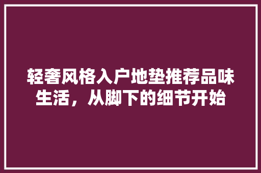 轻奢风格入户地垫推荐品味生活，从脚下的细节开始 施工技术