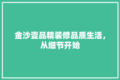 金沙壹品精装修品质生活，从细节开始