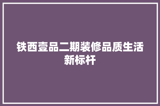 铁西壹品二期装修品质生活新标杆