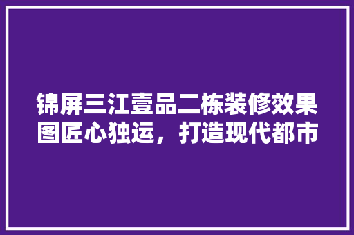 锦屏三江壹品二栋装修效果图匠心独运，打造现代都市家居典范 住宅建筑设计