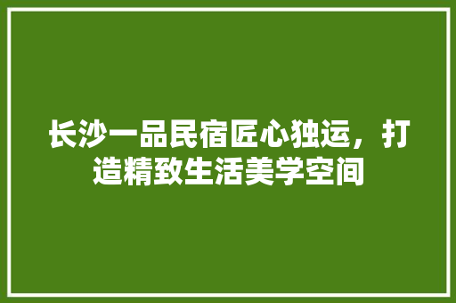 长沙一品民宿匠心独运，打造精致生活美学空间