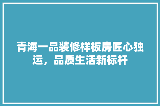 青海一品装修样板房匠心独运，品质生活新标杆