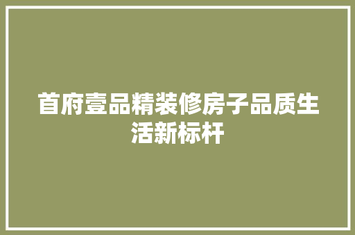 首府壹品精装修房子品质生活新标杆 住宅建筑设计