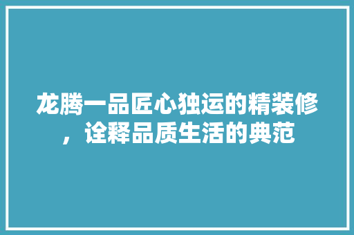 龙腾一品匠心独运的精装修，诠释品质生活的典范 公共建筑设计
